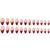 Adesivo de Unha Francesa Amendoada Transfronteiriço, Unha Usável Branqueadora Elegante Cor Vinho, Manicure Elegante com Detalhes de Pérola
