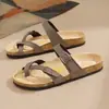 Pantuflas de Corcho Birkenstock para Hombres y Mujeres, Sandalias de Verano, Pantuflas Planas de Moda con una Sola Tira, Estilo de Pareja, Zapatos de Playa para Exteriores, Adhesivo