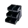 Caja de Almacenamiento de Alimentos con Múltiples Compartimentos, Portavasos Trapezoidal de Plástico, Estante para Mostrador de Tienda de Té con Leche, Organizador de Cocina, Portavasos