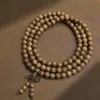 Pulseira Duplo Círculo de Madeira de Asa de Frango Natural com Cristal Flor Flutuante, Amuleto da Sorte, Best-seller de Nicho, Pulseira de Amizade, Modelo Atacado