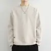 Moletom pesado estilo americano para homens, outono e inverno de 2026, camiseta de manga longa espessa, gola redonda, caimento solto, camada base, moderno