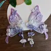 Pasador de Flor de Seda Floral con Diseño de Mariposa Grande, Borla de Polilla Fluttering Súper de Hada, Versátil Accesorio para el Cabello Estilo Antiguo Hanfu