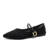 Sapatos de Salto Interno Bico Fino para Trabalho e Dia a Dia Sapatos de Salto Baixo com Bico Fino Estilo Francês Retro Sapatos de Salto Único Elegantes e Versáteis Sapatos Mary Jane de Uma Tira para Mulheres