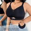 Venta Caliente Transfronteriza Estilo Europeo y Americano Sujetador Sin Aros Tallas Grandes Push-up Borde de Encaje Hueco Diseño Transpirable En Stock Lencería Mujer