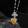Personalizado nicho amor pingente colar feminino leve luxo estilo frio duas cores imitação pato pedra gelo rachadura cristal clavícula corrente