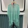 Blusa de verão feminina Pure Desire Cross-border com decote em V e renda, de malha, estilo preguiçosa, comprimento médio, manga morcego