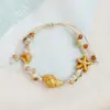 Jingdezhen Navidad Cerámica Cuerda Trenzada Pulsera Animales de Dibujos Animados Cuerda de Mano Joyería al por Mayor para Atracciones Turísticas Nicho Lujo Ligero