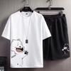 Verão Novo Juventude Casual Manga Curta Tamanho Grande Conjunto de Camiseta Estudantes Masculinos Solto Esportivo Calça Cinco Quartos Conjunto de Duas Peças