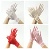 Guantes de Malla para Mujer con Corte Calado Verano Negro Elásticos de Encaje Cheongsam Baile Cortos de Medio Dedo Novia Vestido de Boda Actuación