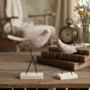 Adornos Creativos de Pájaros de Artesanía de Madera Retro Europeos Accesorios para Fotografía del Hogar Entrada Sala de Estar Aparador de Vino Decoración de Escritorio