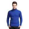 Comercio Exterior al por Mayor Transfronterizo Otoño e Invierno Suéter de Cuello Alto para Hombre Talla Europea y Americana Casual Color Sólido Raya Vertical Jersey Camisa de Punto Base Hombre