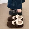 Sapatos casuais quentes de pelúcia para calçar em um passo, femininos, 2026, novo estilo, inverno, salto oculto, sapatos de algodão retrô, sapatos Birkenstock, sapatos femininos