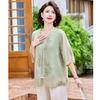 Nuevo Conjunto de Dos Piezas Bordado Estilo Chino para Madres, Camiseta de Verano para Mujeres de Mediana Edad, Camisa de Gasa Delgada, Traje Estilo Nacional Baota