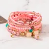 Itens Populares Transfronteiriços Europeus e Americanos Pulseira com Pingente de Contas Redondas Estilo Boêmio Pulseira de Contas com Fio Elástico Multicamadas