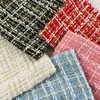 Tela de Cuadros con Hilo Dorado Estilo Chanel 410g Tweed Grueso en Stock Tela para Vestido Abrigo Trench Sencillo Otoño e Invierno