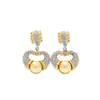 Pendientes de Aleación de Cobre para Mujer con Estilo Retro Francés, Diseño de Nicho, Temperamento Elegante de Gama Alta, Transmisión en Vivo Transfronteriza de Segunda Mano