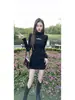 Vestido Sexy Estiloso de Gola Meia-Alta para Mulheres, Novo Estilo Outono, Slim Fit, Camada Base Valorizadora, Vestido Curto Bodycon