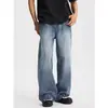 Jeans Retrô 2026 de corte solto e perna larga, unissex, calça comprida casual streetwear americana de perna reta para o verão 2026, azul
