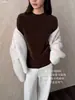 32056 # Camada base fina de veludo fosco de alta qualidade, elegante e refinada, com gola redonda pequena, um top justo de manga longa para mulheres