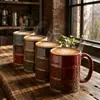 Caneca de cerâmica cozida em forno, best-seller transfronteiriço da Amazon, formato de tambor de óleo, 430ml, segura para alimentos