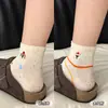Meias Fofas de Bolinhas para Mulheres, Estilo Primavera e Verão, Meias de Algodão Puro até a Panturrilha, Estampa de Desenho Animado, Meias Curtas de Malha Finas para Verão