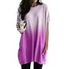 Amazon 2023 Verano para Mujer Tie-dye Color Contraste Cuello Redondo Media Longitud Casual Moda Manga Corta Vestido Media Longitud