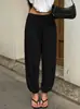 Ropa de mujer transfronteriza estilo europeo y americano, nuevos pantalones de yoga de color liso para otoño, cintura ceñida, plisados, con puños, pantalones deportivos casuales al por mayor