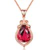 Colgante de rubí y diamante rojo estilo coreano, turmalina roja color tesoro, gran joya, chapado en oro de 18 quilates.