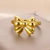 Anel Feminino Dourado em Aço Titânio Não Desbota, Design de Nicho Acessível, Laço Transfronteiriço Aliexpress, Tendência Ins