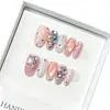 Barbie Dorada Gatito Dulce Ojo de Gato Hecho a Mano Lujo Ligero Apilado Pedrería Diseño Pesado Modelo Uñas Portables Hechas a Mano