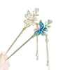 Pasador de Mariposa con Pedrería para Mujer, Nuevos Accesorios para el Cabello de Alto Nivel Estilo Chino, Pasador, Pasador Estilo Antiguo, Pasador de Perlas