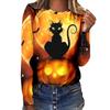 T-shirt feminina de manga comprida com impressão digital 3D plus size 20,22 milhões de Halloween Novo Amazon AliExpress