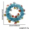 Guirnalda de Navidad de 25 cm Tira de Color para Mascotas Decoración Hombre Viejo Muñeco de Nieve Anillo de Ratán Corona Navidad DIY Anillo de Ratán Artificial Colgante de Puerta