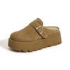 Zapatos Birkenstock de Suela Gruesa para Aumentar la Altura para Mujer, Nuevas Pantuflas Versátiles de Punta Cerrada Primavera/Verano 2026, Mocasines Medios de Cuero Genuino para Usar al Aire Libre