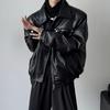 Jaqueta de Couro PU Estilo Americano Masculina Primavera e Outono Britânica Pia Ya Masculina Alto Padrão Perfil Roupas Biker Tendência Jaqueta de Couro