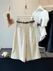 Pantalones Casuales de Pierna Ancha Cortos de Nuevo Estilo de Algodón Lino Seda Hielo para Mujer, Verano Estilo Coreano Texturizados Sueltos Versátiles Caídos Rectos
