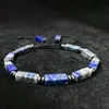 Amazon Shein Moda Más Vendida Pulsera Rectangular de Lápiz Lazuli Natural y Amatista Regalo Tejido a Mano Al por Mayor