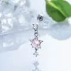 Estrellas Rosa Cereza Cayendo Dulcemente, Aretes Galaxia Brillantes de Circonita Rosa Claro, Tornillo para Cartílago de Varilla de Aleación de Titanio