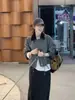 Jaqueta Curta de Algodão Color Block Estilo Coreano para Mulheres, Nova Coleção Outono/Inverno 2025, Solta, Slim Fit, Petite, Patchwork, Tendência