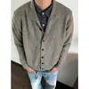 Directo del fabricante: Cárdigan de punto estilo retro para primavera/otoño, inspirado en lo vintage, de peso pesado, sencillo, versátil y de alta gama para hombre.