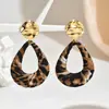 Pendientes geométricos de leopardo de moda europea y americana Pendientes vintage Maillard Pendientes de temperamento de moda Sentido de lujo ligero de alta gama