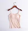 Camisola de Modal para Mujer Verano con Copas Integradas Versátil Ropa Exterior Camisa Base Ropa Interior con Almohadilla para el Pecho Incorporada Top
