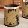 Nueva Sala de Té de Estilo Chino, Casa de Té, Cubo de Basura Redondo de Cuero, Uso en Habitación de Hotel, Sala de Estar Retro de Estilo Chino, Alto Valor Estético