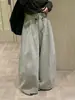 Pantalones casuales con sentido de diseño, buena caída, cintura alta, silueta, pantalones de pierna curva para mujer, otoño, estilo coreano, simples, holgados, pierna ancha, pantalones largos