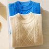 Suéter Infantil Grueso de Cachemira de Montaña para Niño con Cuello Medio Alto y Trenzado de Diamantes, Suéter de Cachemira de Otoño e Invierno para Niñas, Jersey para Niños Medianos-Grandes