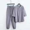 Traje de Ropa Sencilla Estilo Chino Budista Zen para Hombre Traje de Vestir de Algodón y Lino para Adorar a Buda Traje Tang Estilo Zen para Hombre para Meditación