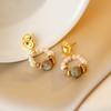 Aretes de Perla Natural Aini Beini Chapados en Oro Real Aguja de Plata S925 de Nicho Venta al por Mayor 2026 Aretes Incrustados con Diamantes de Zirconia