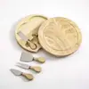 Suministro Directo de Fábrica de Bandeja de Madera de Caucho para Queso y Frutas, Cuchillo de Queso de Bambú, Plato de Queso para Pan, Plato para Snacks de Frutas