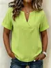 Nueva camisa a rayas para mujer con cuello en V, manga corta 2026, corte holgado, adecuada para tiendas en línea independientes, Amazon, verano, estilo europeo y americano