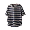 Yidao Vintage 2026 Verano Nuevo Bloques de Color Retro Rayas Manga Corta Hombre Estilo Japonés Moderno Cuello Redondo Holgada Camiseta